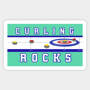 CURLING ROCKS - MINT GREEN BACKGROUND Magnet